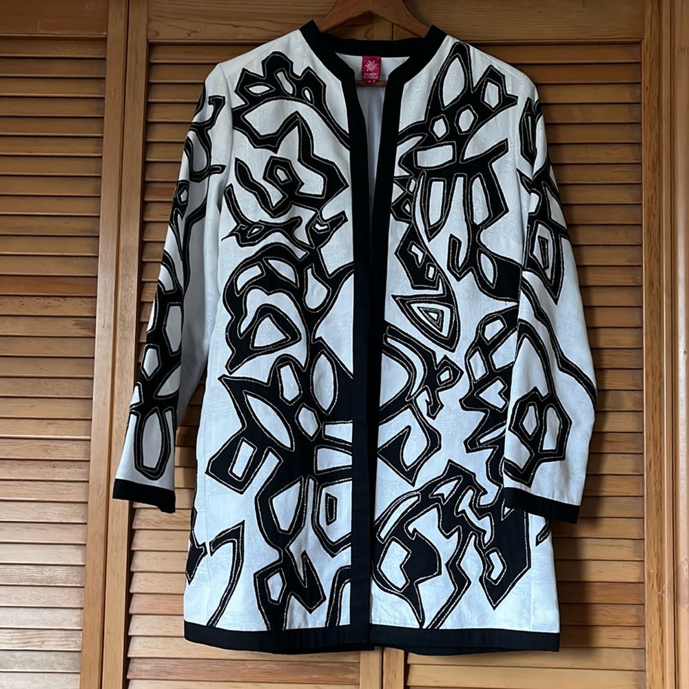 Sandy Starkman Ivory and Black Jacket